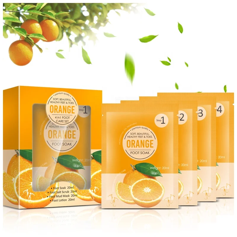 Nature Orange Crystal Jelly Foot Spa Free Sample Peel Off Foot Dead Skin Soften Pedicure Spa Set For Beauty Salon