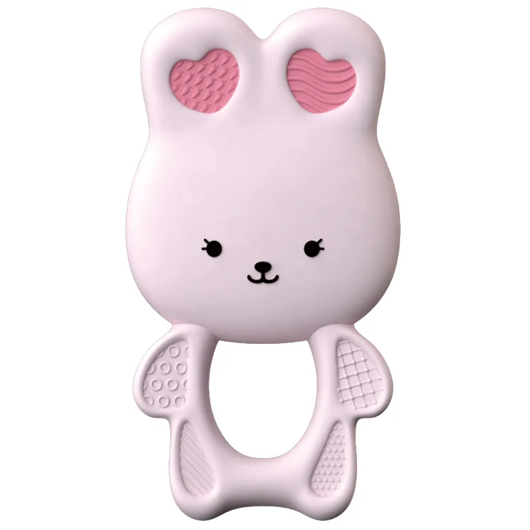 
BPA Free Infant Teething Toy Natural Rubber Baby Teether Funny Rabbit Teether 