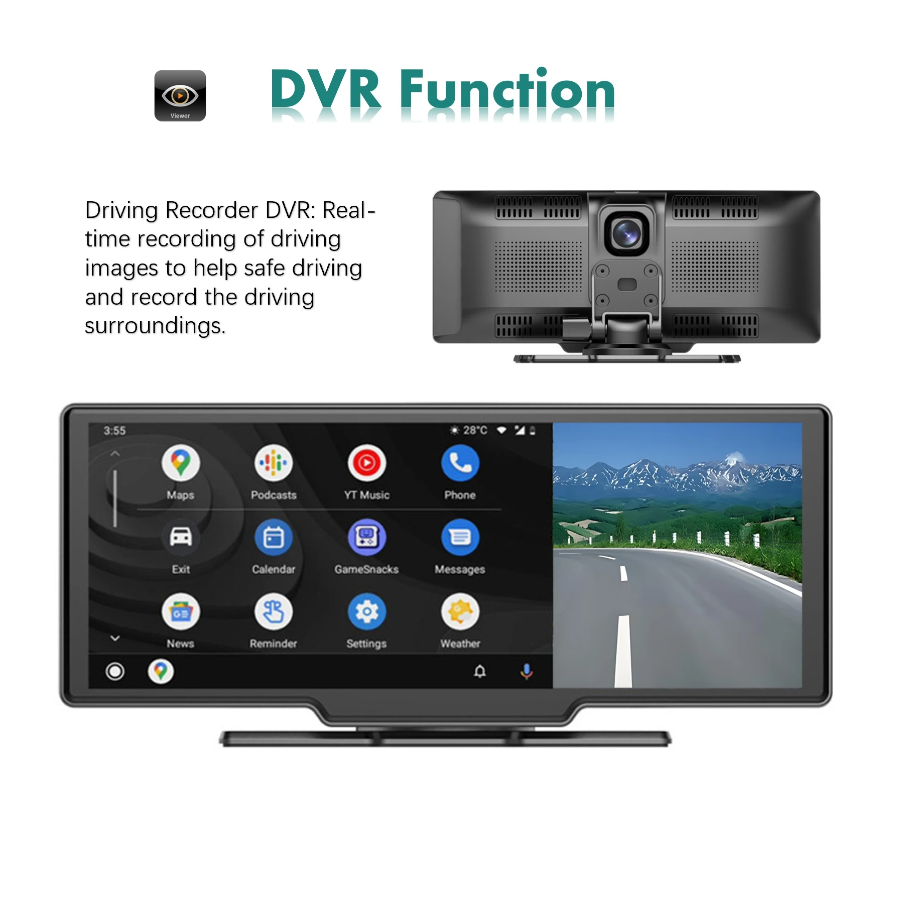 Zmecar 10.26 Inch Portable Carplay Screen Navigation  Autoradio 4K Video Player Support DVR BT FM Camera Portable Car Screen