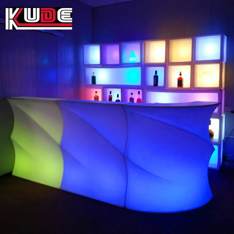 modern LED light illuminated mobile bar counter for nightclub