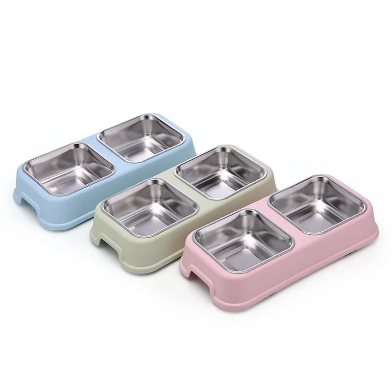 USA Standard Custom Supplies Double Stainless Steel Pet Bowls Food Feeders for Small Medium Large Cats Dogs Kitten Puppy