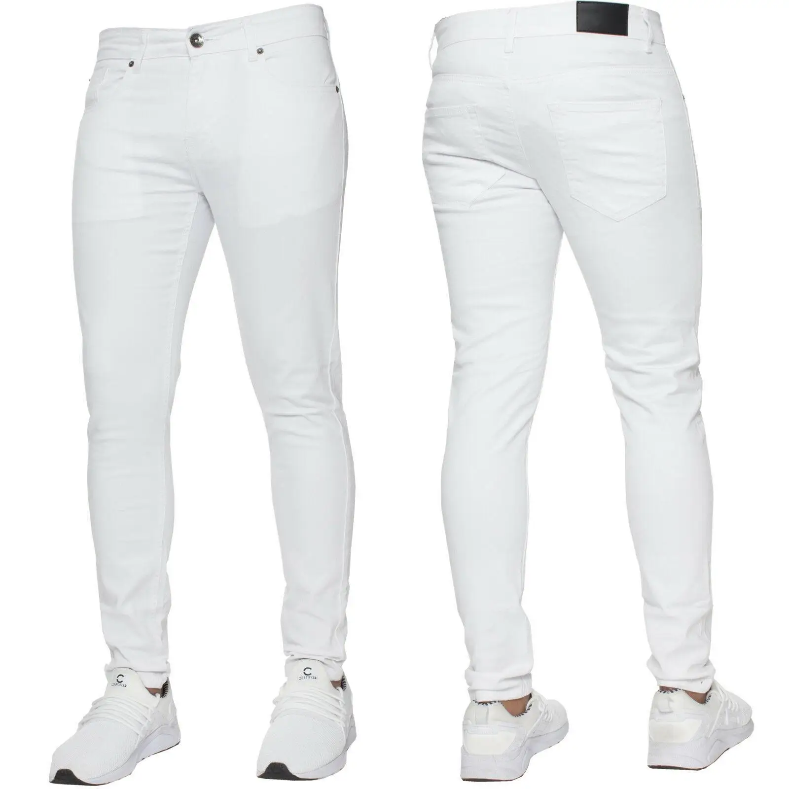 Supplier of international brands---Custom Made tapered  Skinny Stretch jeans for men slim fit pants tapered men jeans trouser