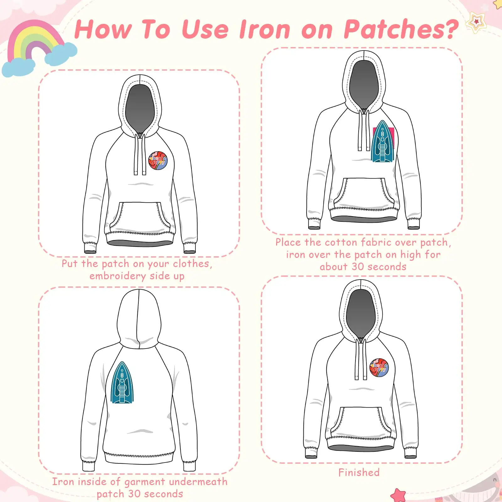 20 Pieces Iron on Hippie Vintage Patches Appliques Hippie Retro Embroidered Patches for Backpacks Jeans Jackets Cloth DIY Craft