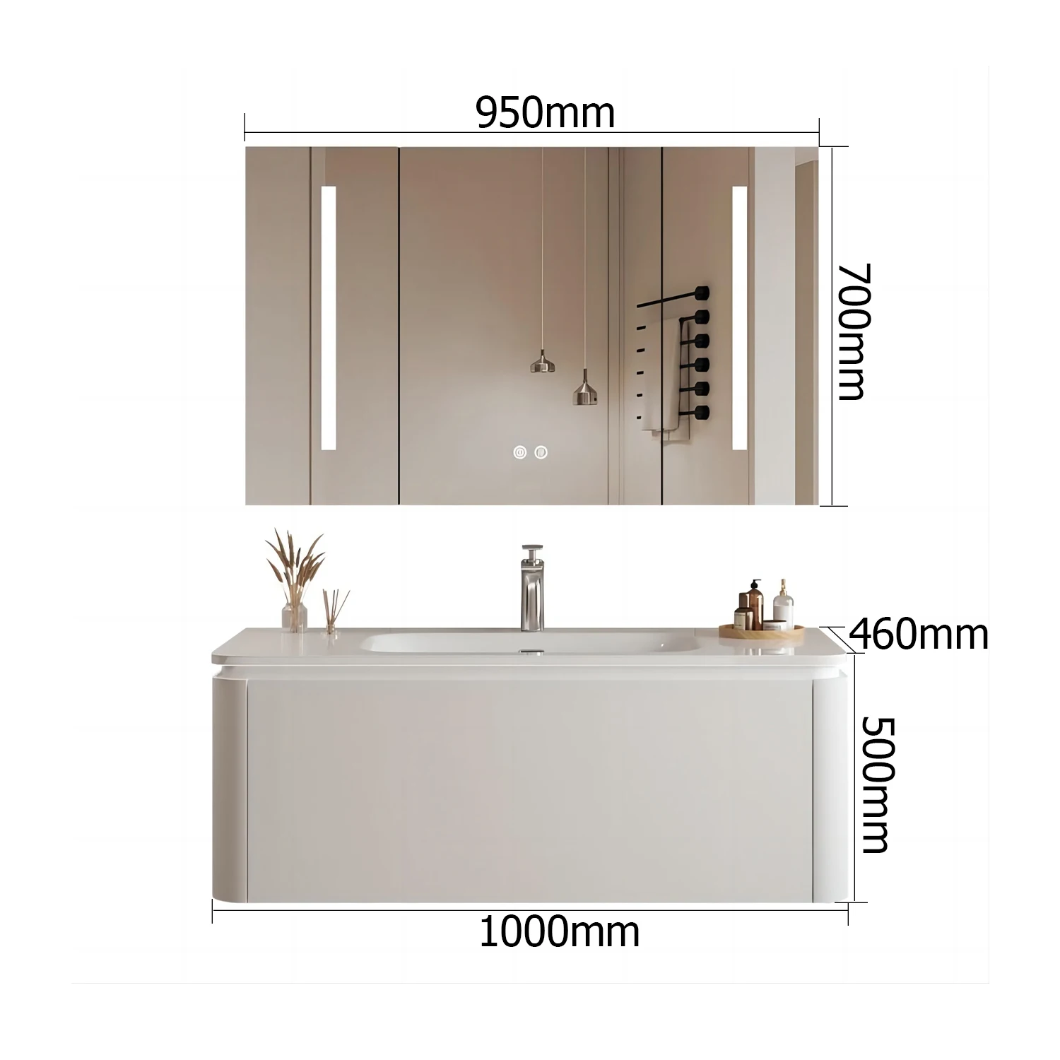 YIDA  Bathroom Vanity Sink Combo 32/40 inch Wall Mounted Cabinet Set Design White Resin Basin Sink Top