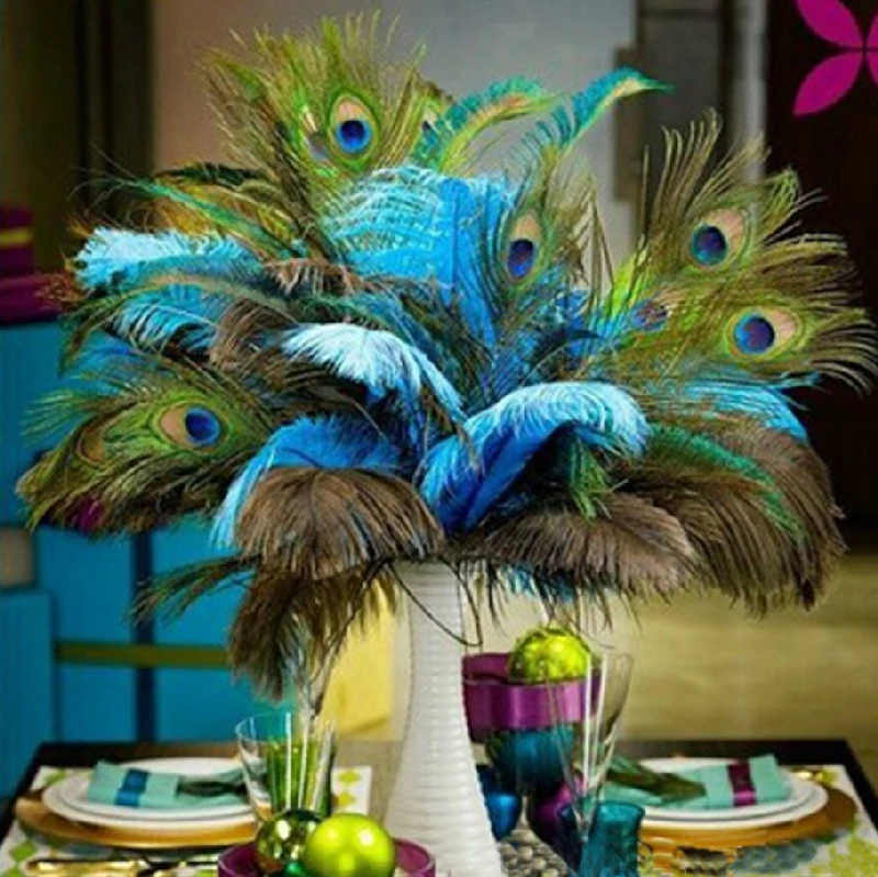 Wholesale Natural Dyed Real Blue Peacock Feathers