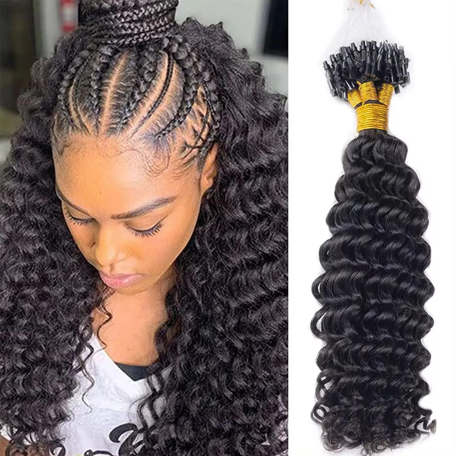 100g Human Hair The Newest Micro Links Extensions High Quality Raw Unprocessed Cambodian Deep Wave Micro Ring For Hair Extension