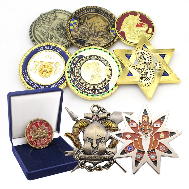 Custom Blank Metal Zinc Alloy 3D Logo Enamel Commemorative Souvenir Gold Silver Antique Plated Challenge Coin For Laser