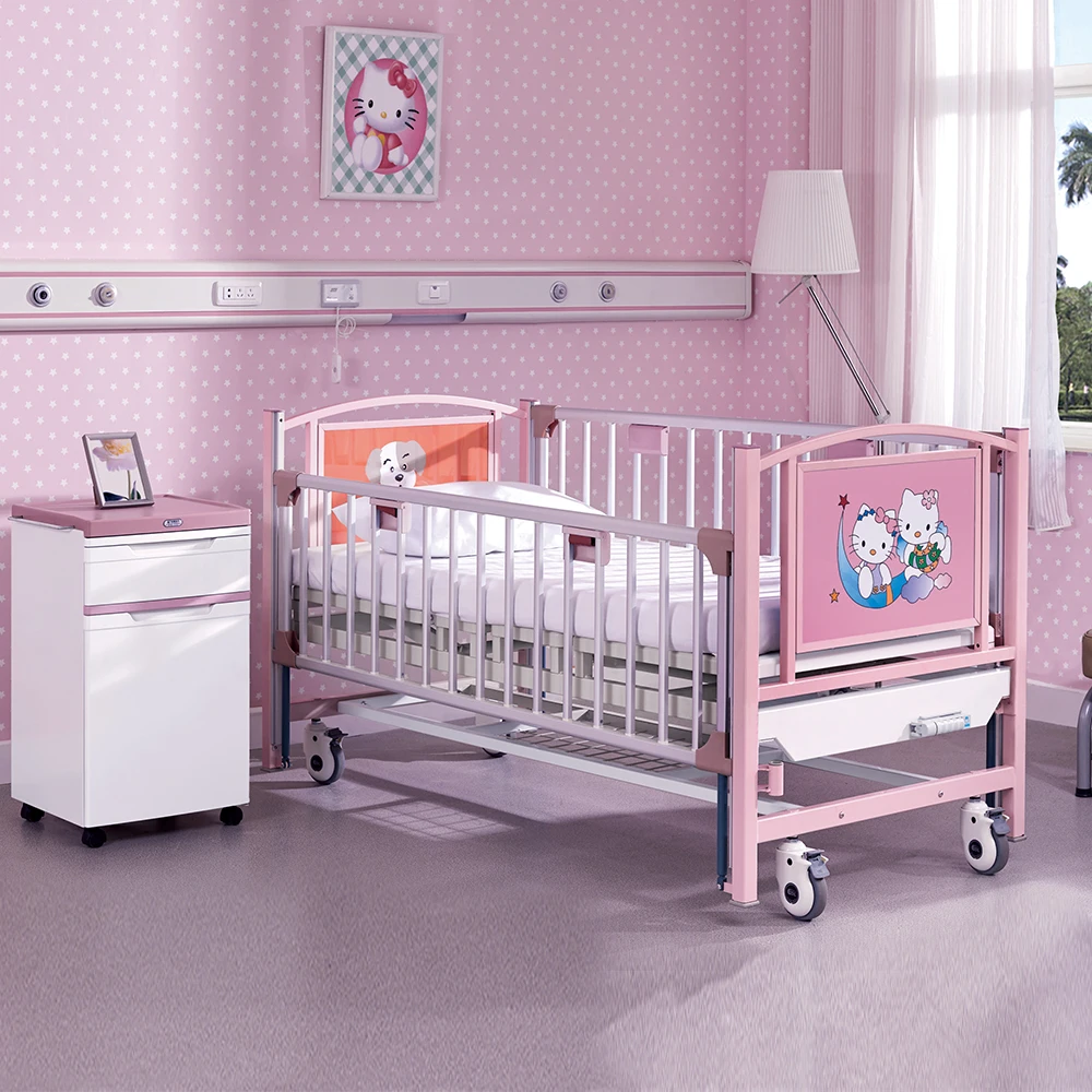 HaoHan 2024 Factory Price 056 Double Function Manual Children Hospital Bed ABS Crank Pediatric Medical Bed  For Sale