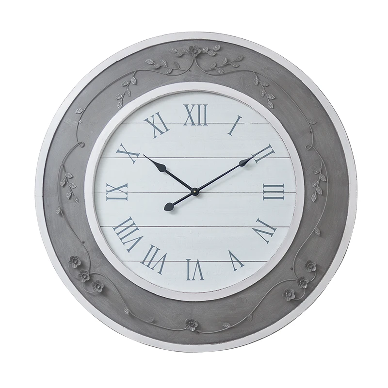 Hot Sale Antique Flower Engrave Home Decorative wall clocks living room large clock wall deco wall clock