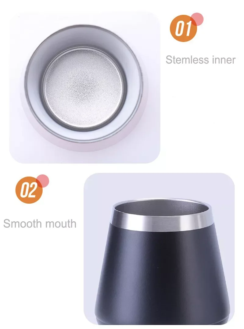 Unique Vacuum Insulated Stainless Steel Wine Tumbler with Lid Double Wall Wine Glass