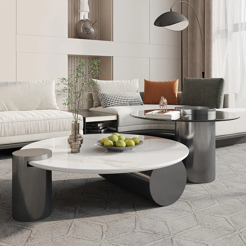 Nordic Italian minimalist living room turkish stainless steel metal glass coffee tables  legs set