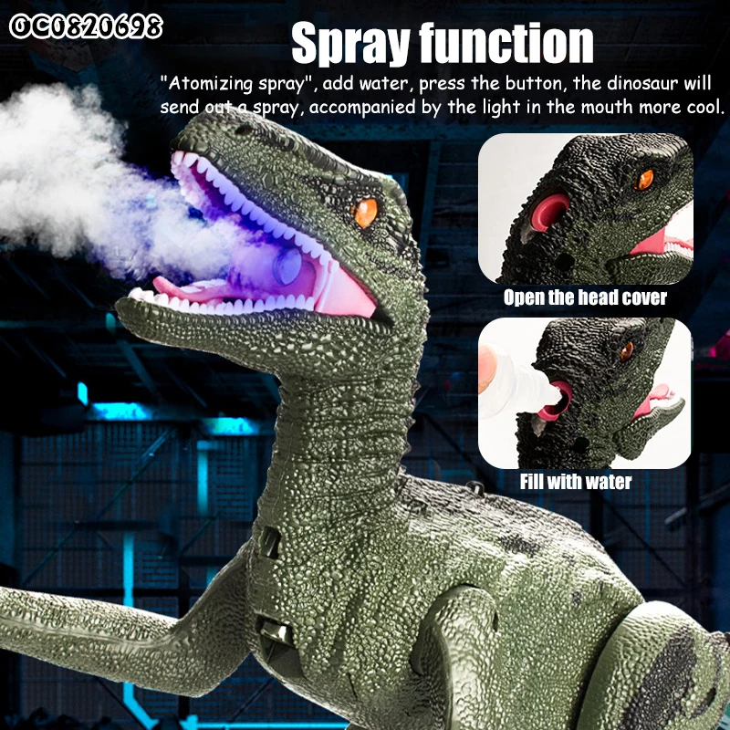 Infrared laser gun 5 channel remote control walking led rc dinosaur robot toy