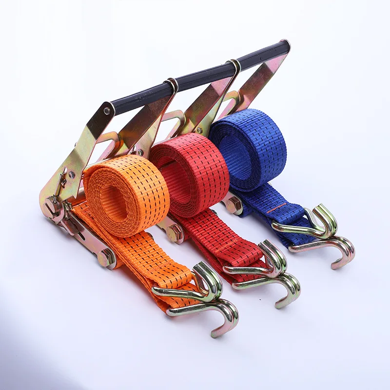 high quality Truck or Car Cargo Lashing Strap Double J Hook Ratchet Tie Down retractable ratchet strap for boats