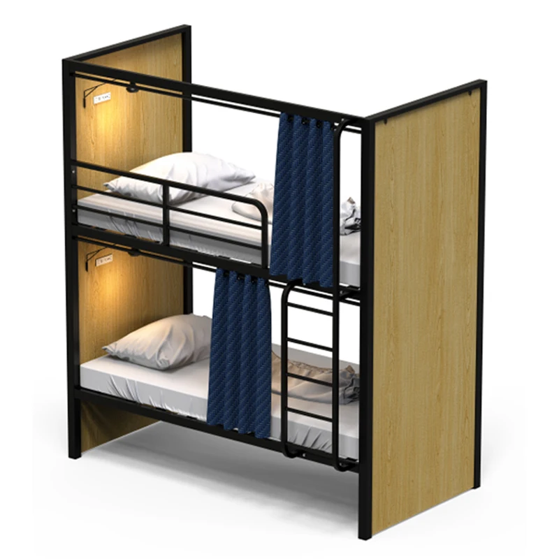 Steel frame hotel lodge OEM bunk bed sleeping box bedroom furniture for hostel and hotel