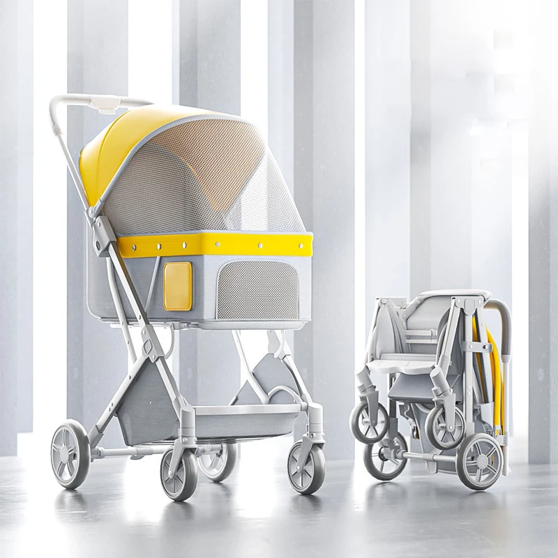 Kingtale Pet Rover Lite Premium Light-Weight Dog Cat Stroller Travel Carriage with Convertible Compartment