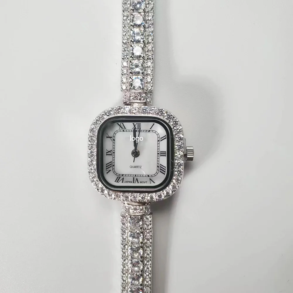 Роскошные модные женские часы Geneve со стразами женские водонепроницаемые кварцевые часы 925 стерлингового серебра