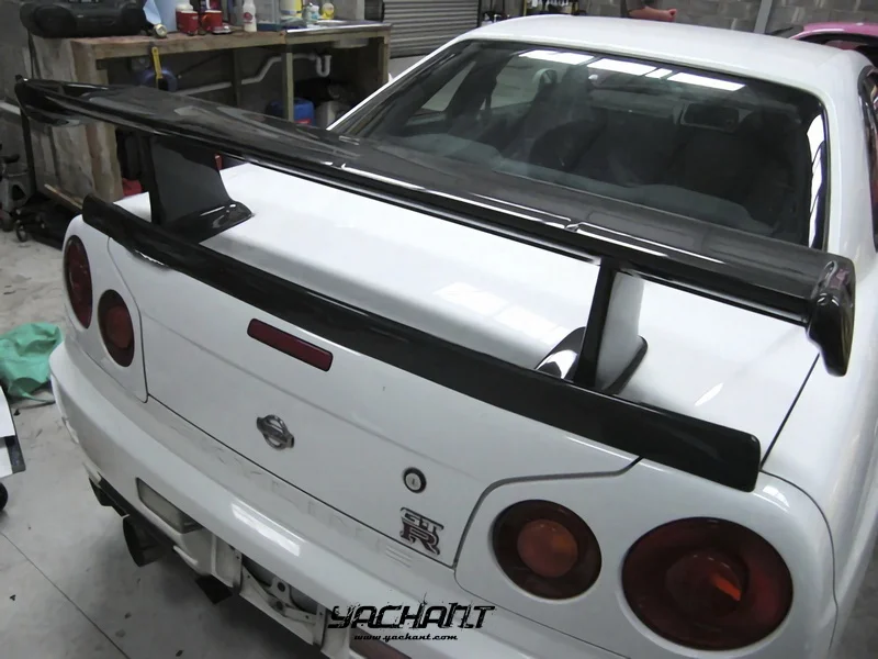 FRP Fiber Glass Trunk GT Wing Fit For 1999-2002 R34 GTT GTR OE Style Rear Spoiler Wing with Jun Higher Leg