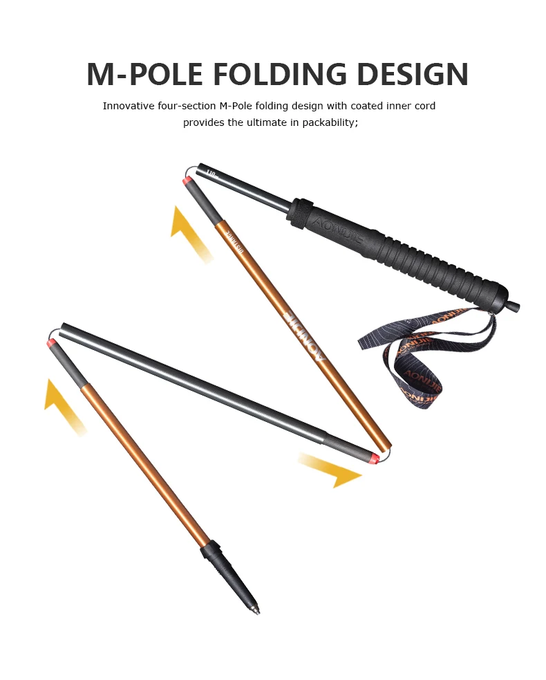 
Free Shipping M-Pole Folding Ultralight Quick Lock Trekking Poles Hiking Pole Race Running Walking Stick Carbon Fiber 