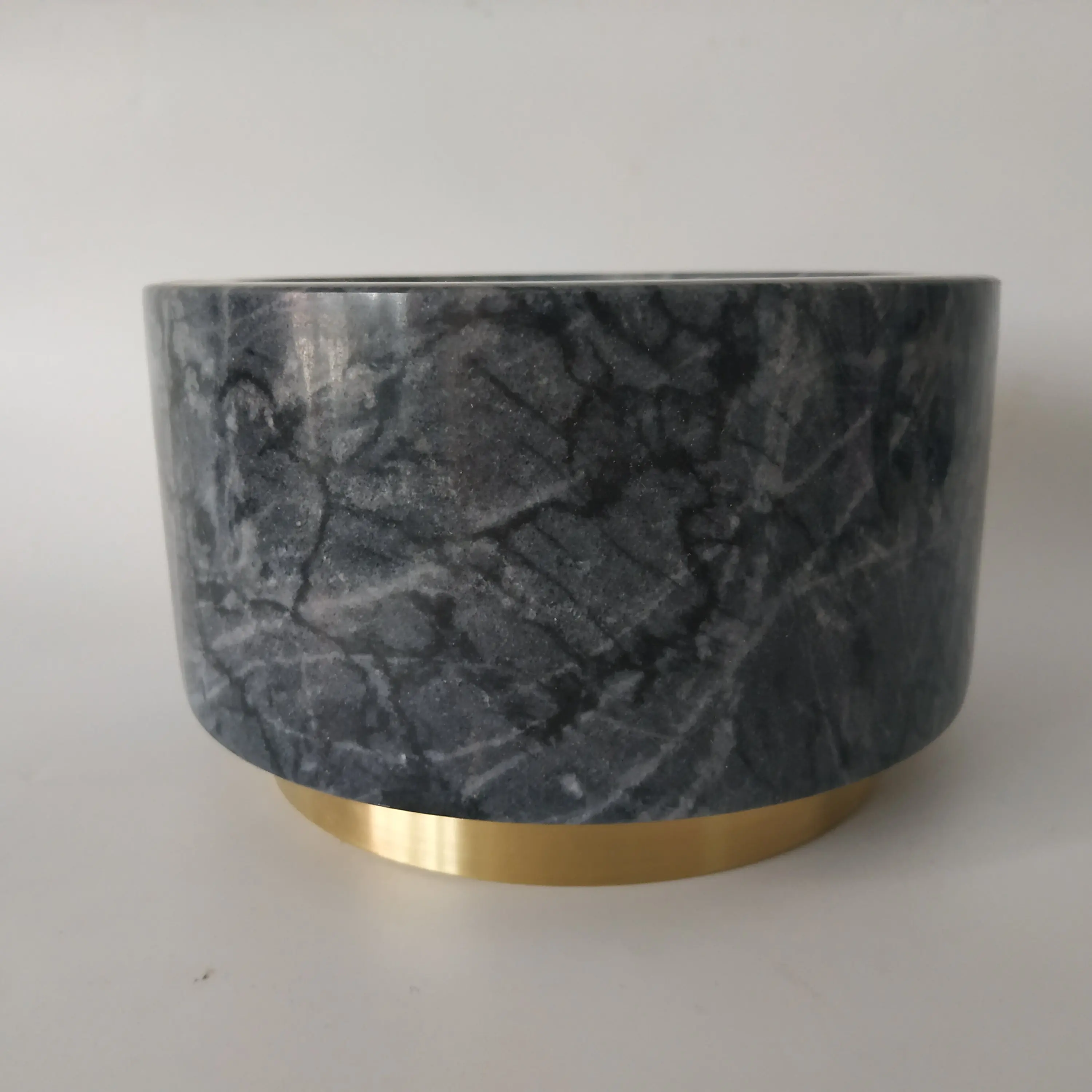 Black Marble Mortar and Pestle with copper base  size 14*8 cm