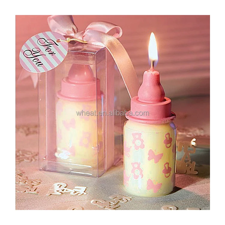 Baby Shower Favors Pink Bottle Candle