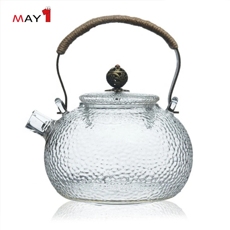 
Hammer Paint Antique Style Heat Resistant High Borosilicate Glass Water Tea Pot 