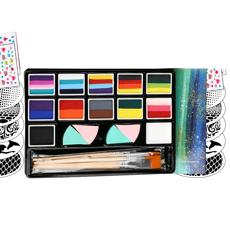 Face Painting Kit Kids Facepaint Kids Face Paint 12 Colors Stencils Safe and Easy to Use Face Paint Kit