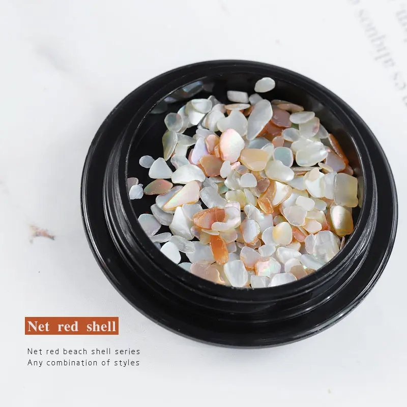 
Japanese beauty shiny pearl shell slice shaped 3d decals nail decoration thick shell nail decoration 