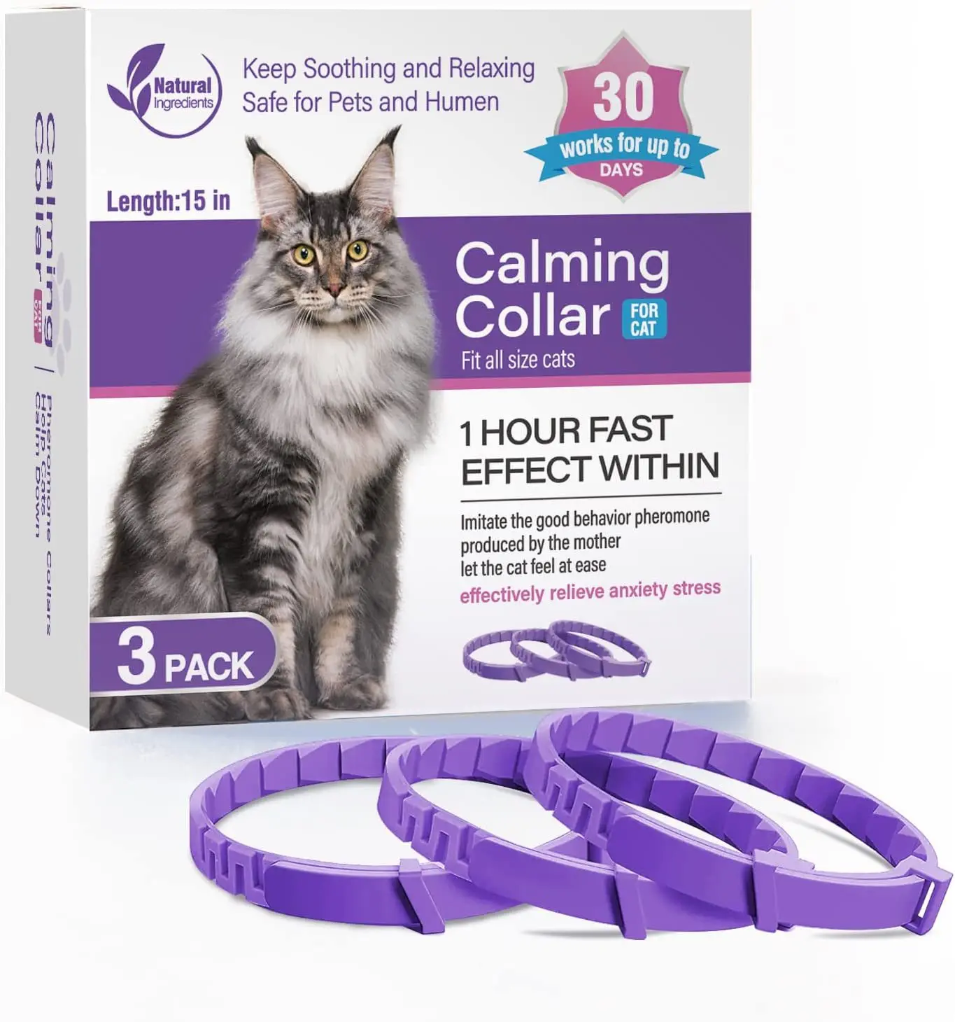 Cat accessories pet Calming Pheromones Collar Pet calming collar with lavender essential oil for cats dogs Anxiety Reduce