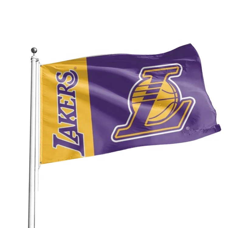 Custom Blue Beautiful NBA Championship Years Flag Los Angeles Lakers Banner
