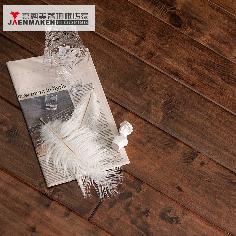 Wood Parquet Flooring Easily Installed Solid Indoor 18mm Maple Flooring Oak Smowy Courtyard Cottonwood Core + Hardwood Veneer E0