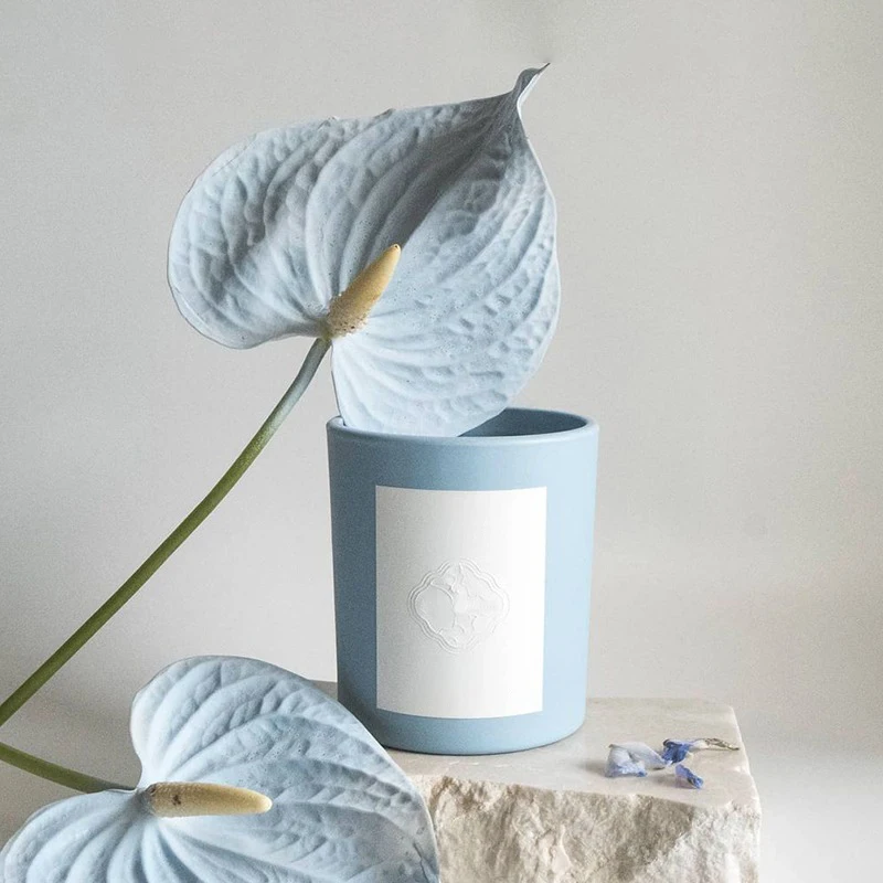 Manufacture Big Custom Logo Scented Candles Handmade Home Decor Blue Aroma Candles Colored Glass Jar with Gift Box Private Label