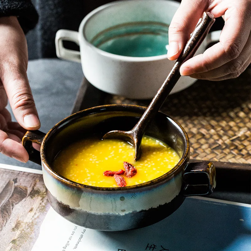 Porcelain Rice Noodles Dinner Serving Spoon Long Handle Asian Spoon Japanese Ceramic Ramen Soup Spoons