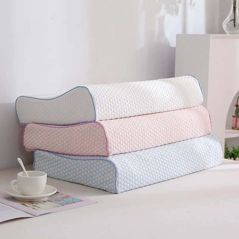 Premium Natural Latex Pillow with Memory Foam Curved Plane Cervical Neck Support Custom Thread Count for Pressure Relief