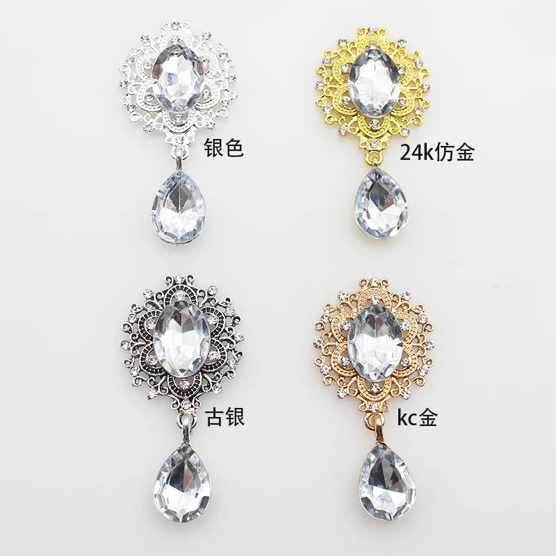 Alloy Crystal Brooch Rhinestones Big Diamond Gold Plated For Charm Pendants