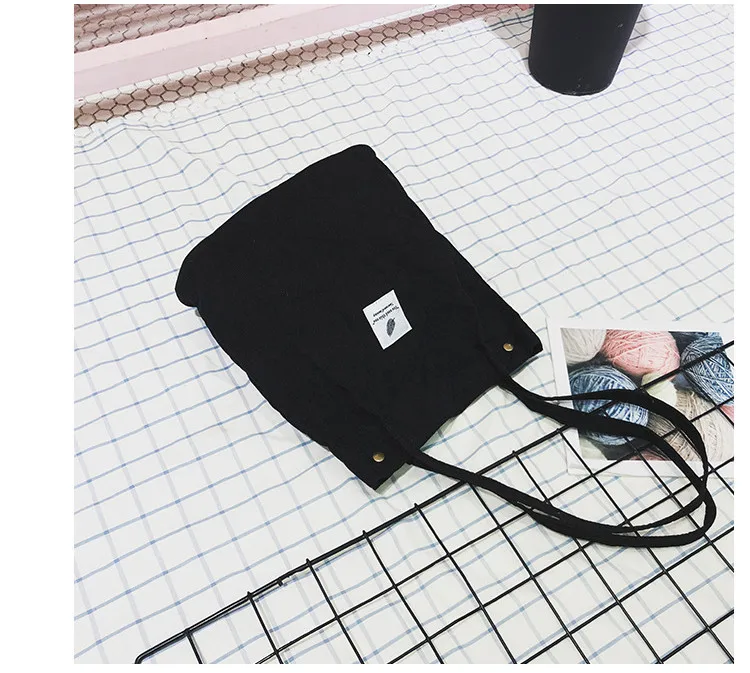 2022 Spot wholesale corduroy shopping bag canvas large capacity literary shoulder high quality tote bag