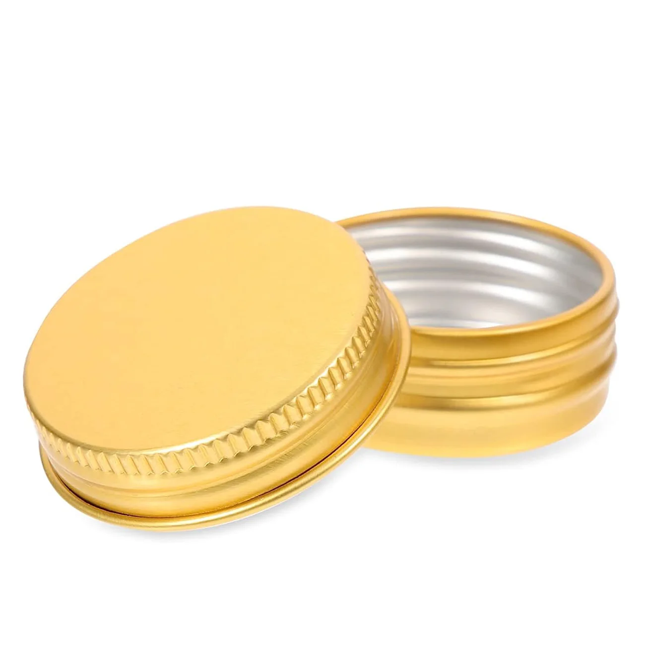 Aluminum Tin Cans Screw Lid Refillable Travel Sized Cosmetic Containers Small Tins Lip Balms Salves Candles Golden Balm Tin