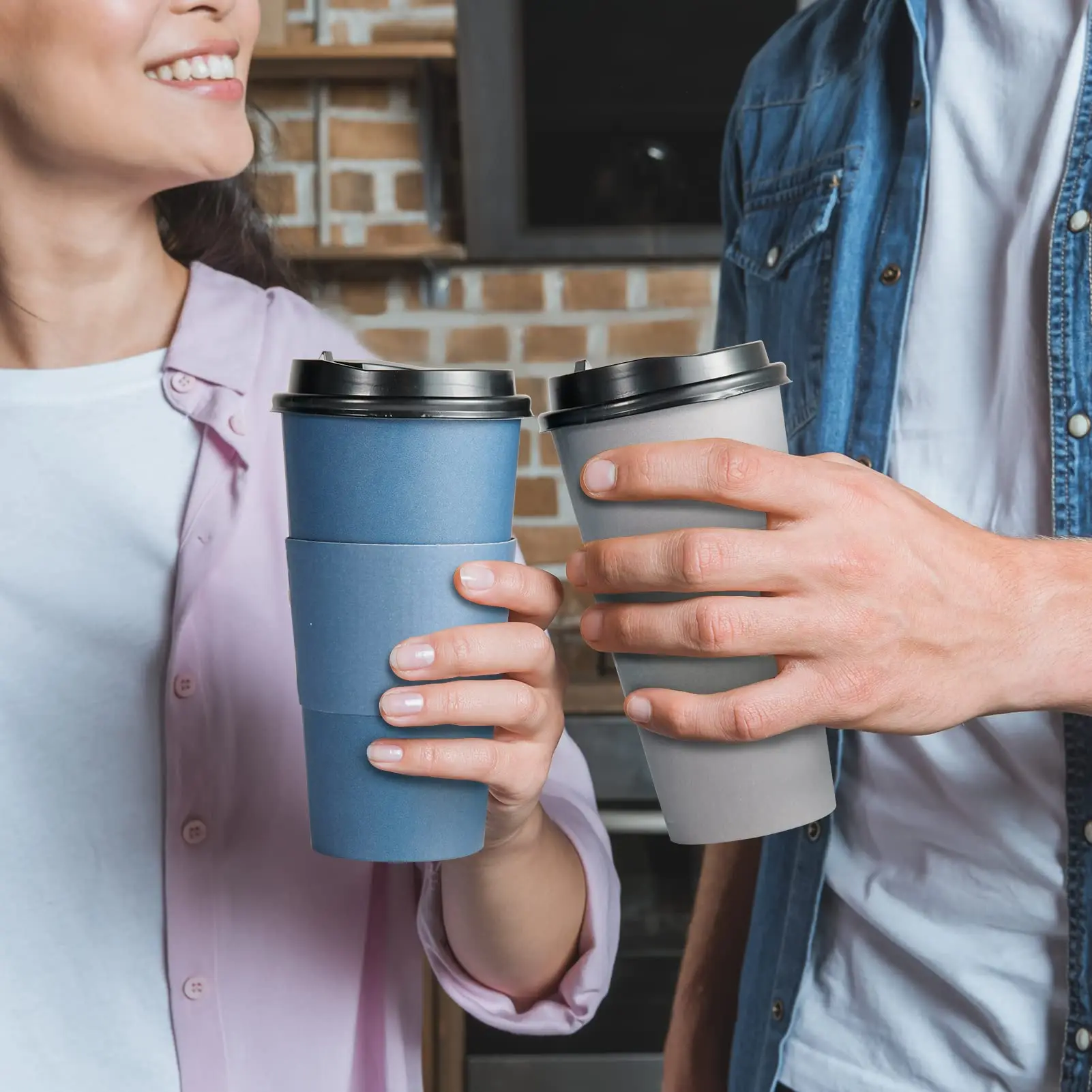 Hot Sale Custom Printed Disposable  20oz Eco Friendly Large Coffee Paper Cup with Lids Straws