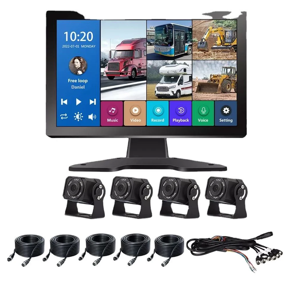 10 1 дюймов аналоговая камера высокого разрешения дисплея 4 камеры HD ночное видение мониторинг парковки диктофон блок дисплеев заднего вида с Dash Cam и BSD