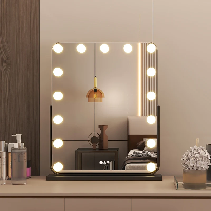 Manufacturer customized wholesale Hollywood LED Vanity Mirror with Lights Touch Screen Metal Frame with Dimmable  Makeup Mirror