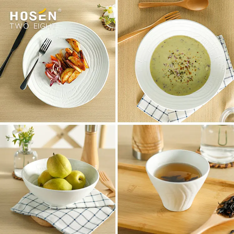 Wholesale Price Ceramics White Dinnerware Set Restaurant Hotel High Quality Tableware Sets Crockery Porcelain Dinner Sets
