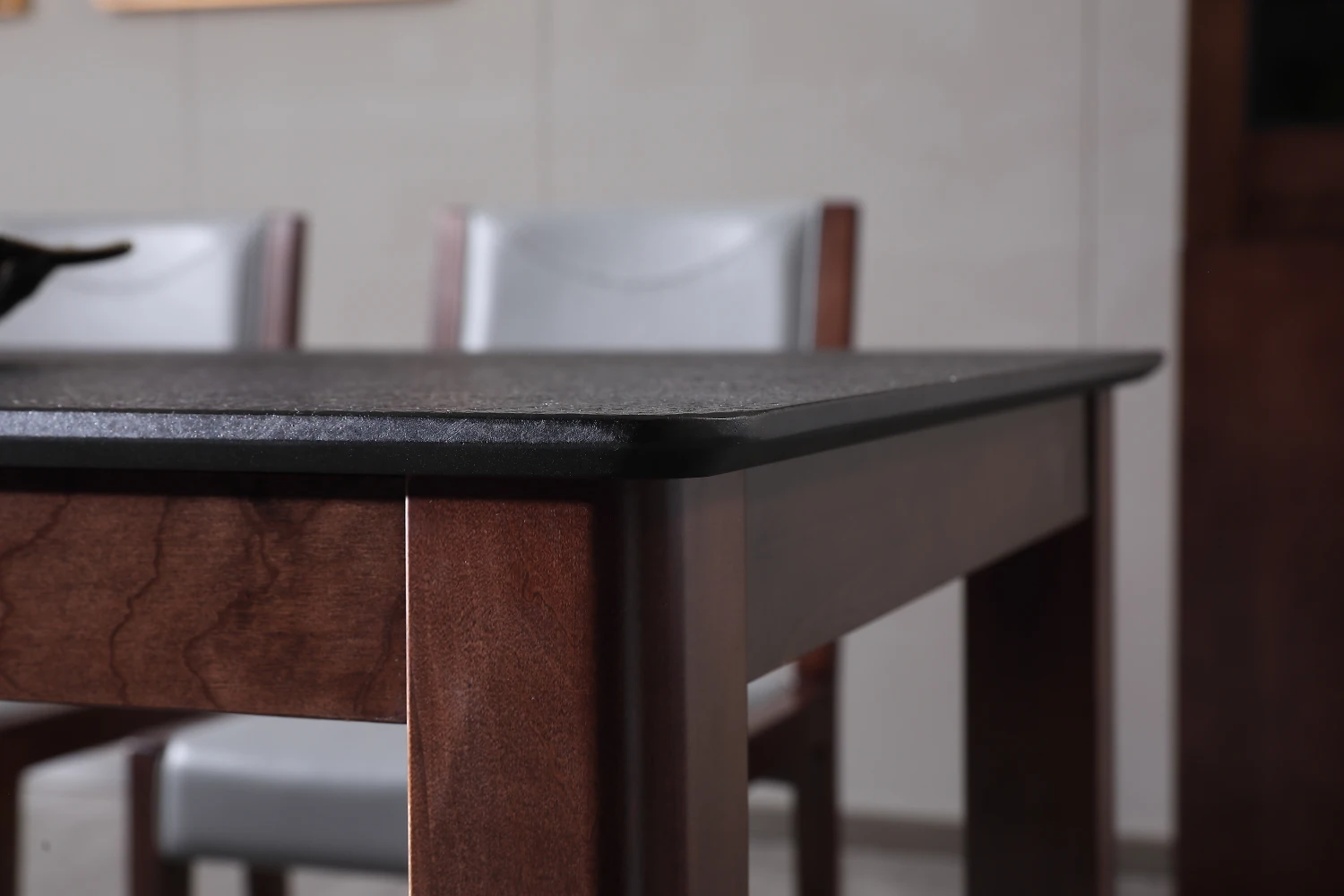 Factory Direct Nordic Modern Solid Wood Rectangle Rustic Stone Top Kitchen Dining Table with Square Legs