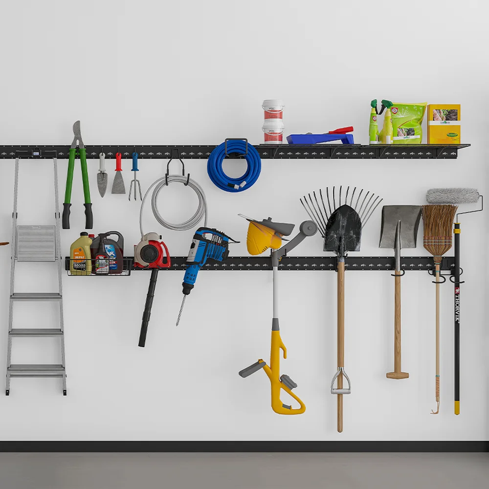 25Kg heavy duty garage storage wall hook double j metal hook dual arm tools hook wall track hanger