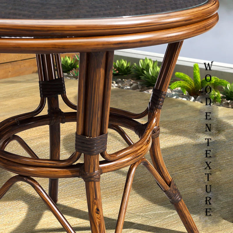 Commercial Grade Outdoor All Weather Patio Garden Furniture Rattan Cafe Bistro Coffee Table for Coffee Shop