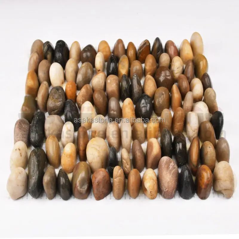 Wholesale Natural Polished White Standing river Pebble Stone Mosaic Tile for Paving floor wall outdoor garden home decoration