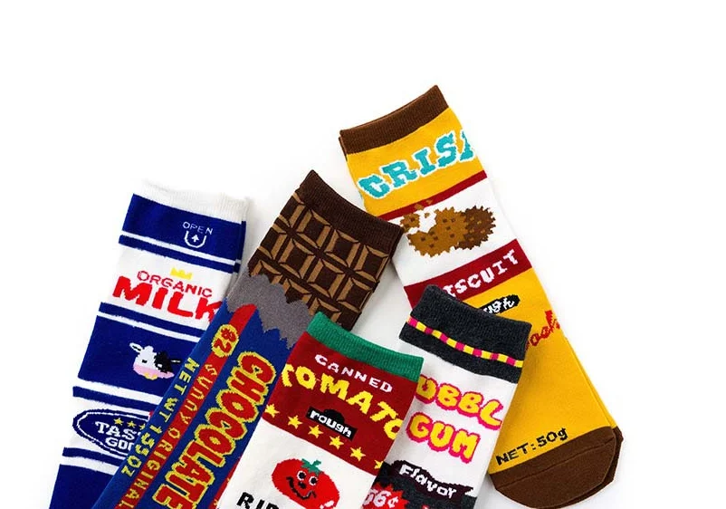 Interesting  milk tomatoes chocolate socks quarter crew girl unisex happy socks