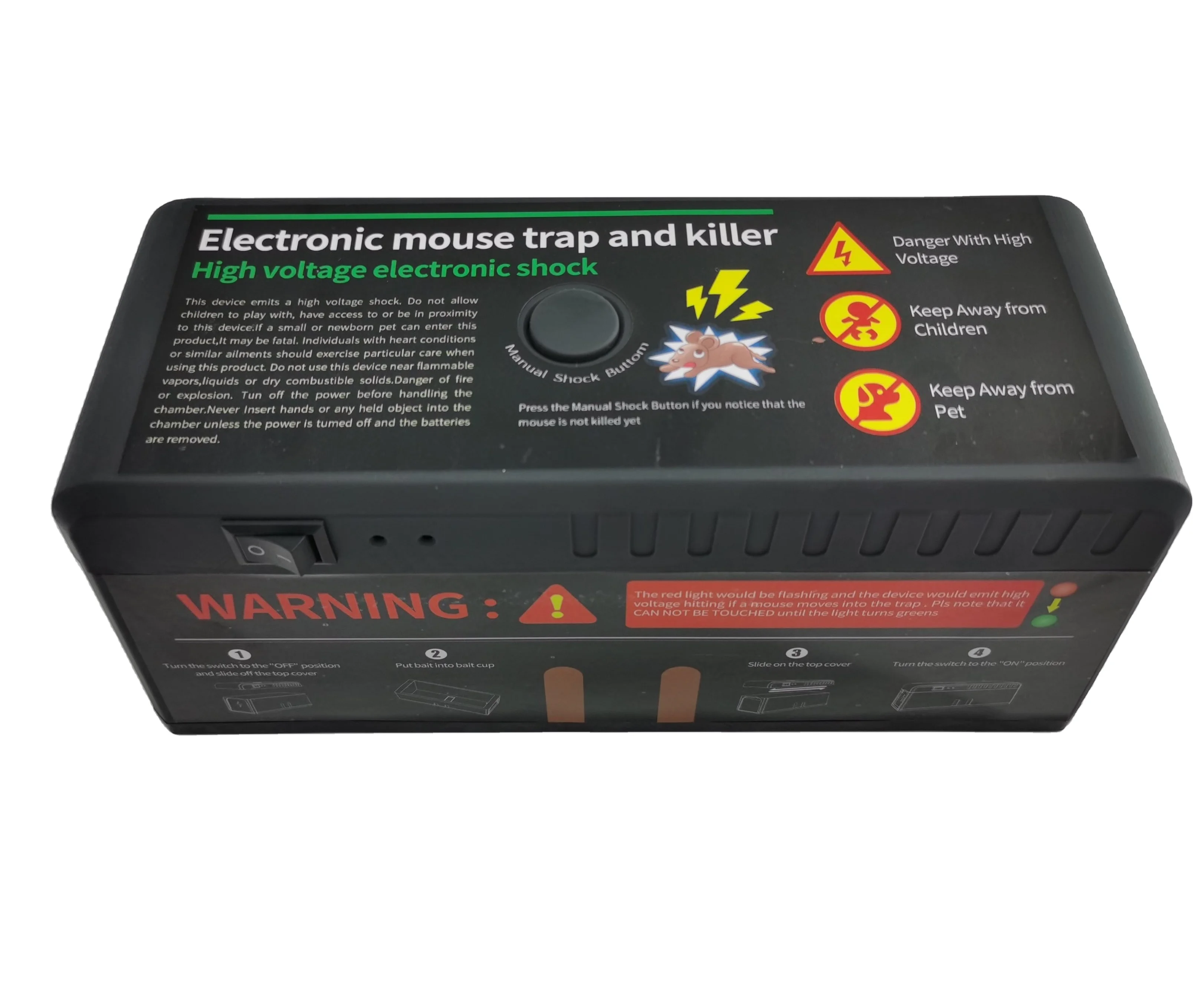 2021 New Design 10000V High Voltage Automatic Electric Shock Plastic Rodent Mice Vole Electronic Rat killer