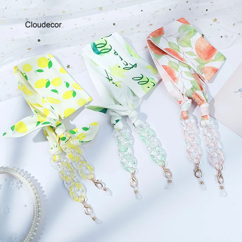 Новинка весна-лето Шелковый шарф с принтом веревка для очков акриловая лента подвесное ожерелье защита от потери цепочка в маске