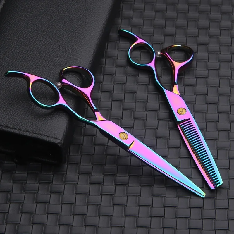 D2 Leopard Color Flat Shear Barber Scissors Set Cross-Border Trade Hairdressing Scissors Manufacturer Wholesale Hot