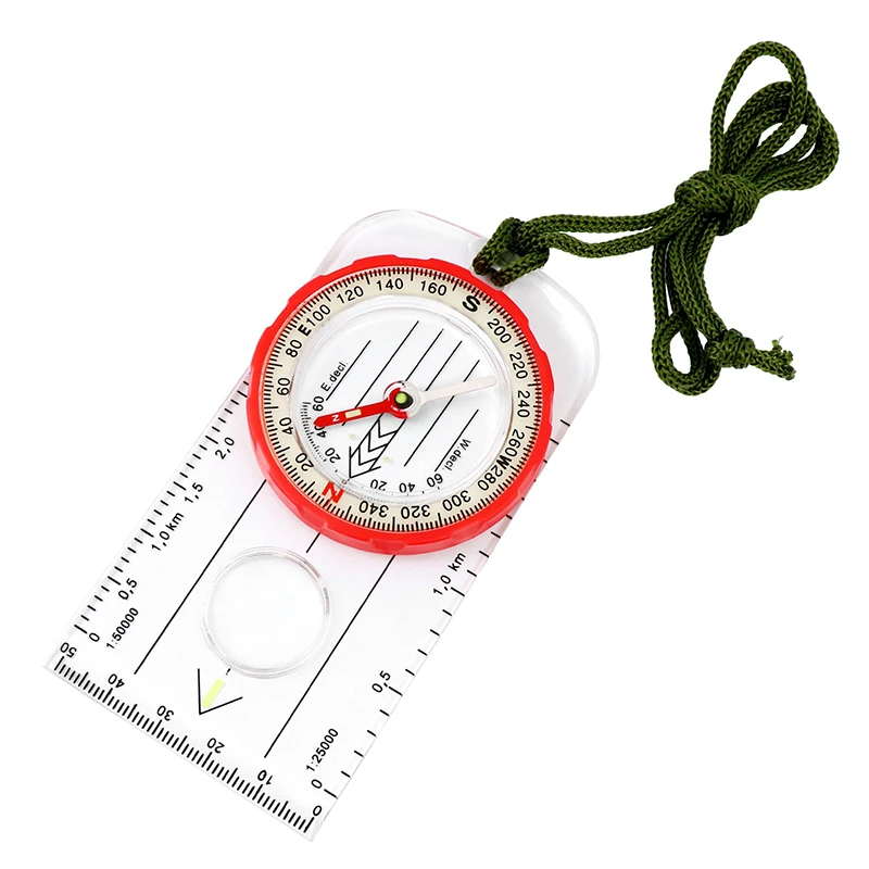 Outdoor 2-In-1High Precision Compass Rule Map Compass with Magnifying Glass