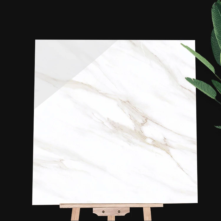 Foshan Factory Carrara White Marble Effect Italian Travertine Floor Ceramic Full Body Polished Glazed Tile 600x600 Flooring